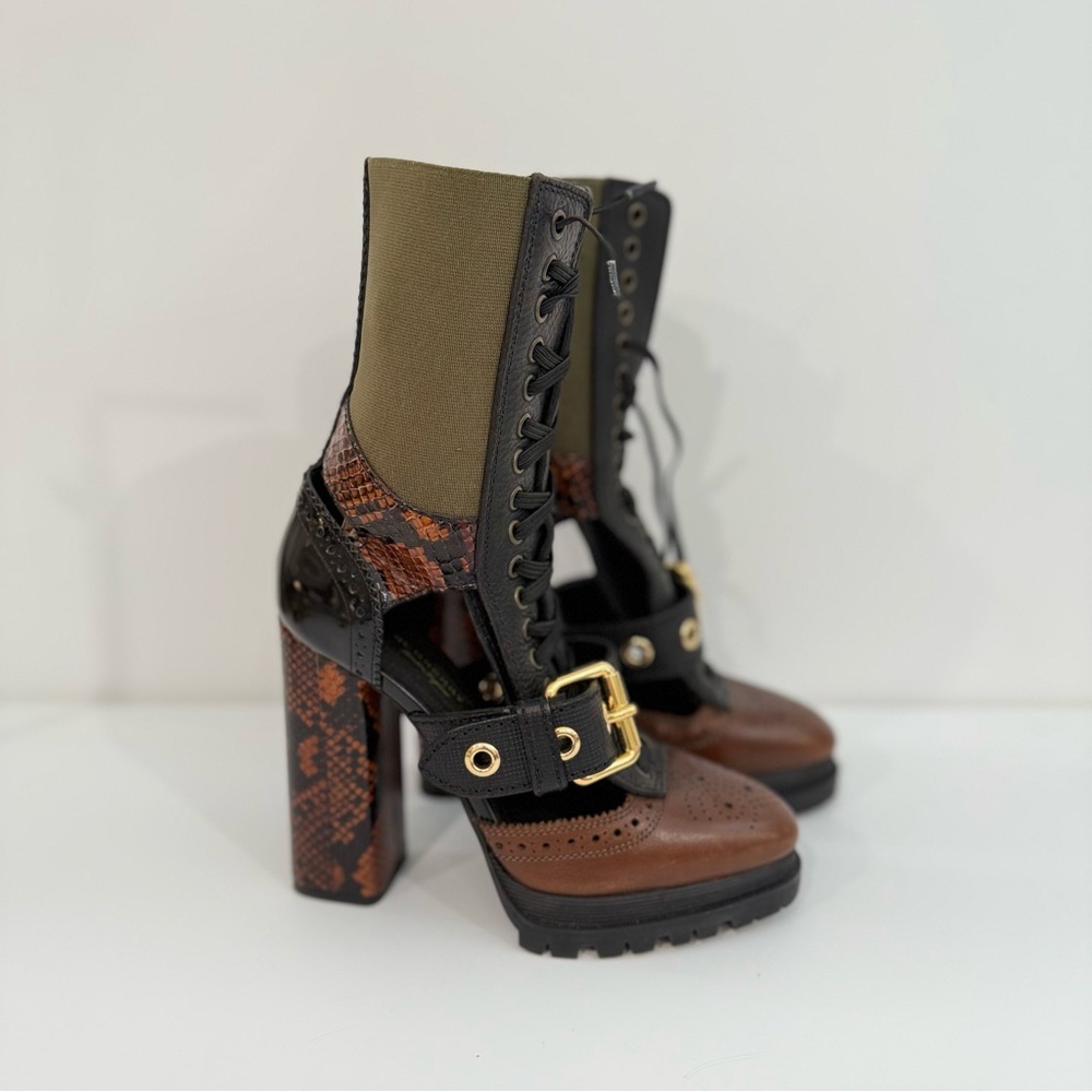 Burberry Multicolor Lace-Up Heeled Boots - Picture 5 of 16